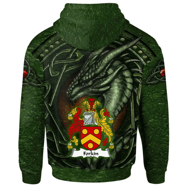 Ireland Hoodie - Forkin Irish Family Crest Hoodie - Celtic Green Dragon - Image 2