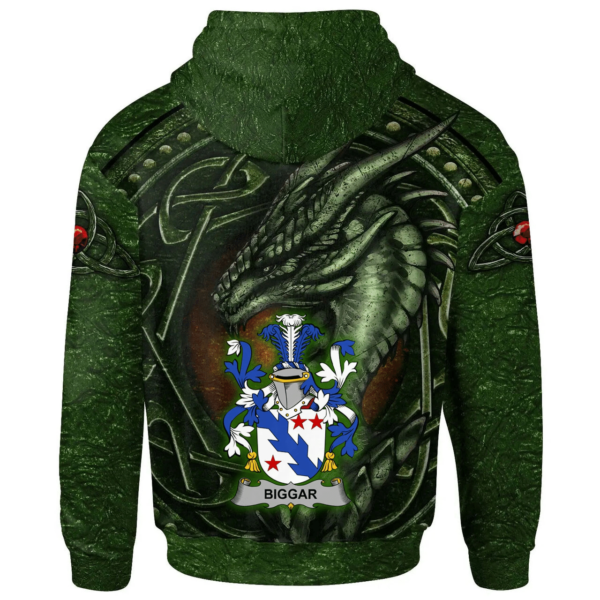 Ireland Hoodie - Biggar Irish Family Crest Hoodie - Celtic Green Dragon - Image 2