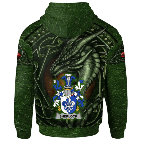 Ireland Hoodie - Sherlock Irish Family Crest Hoodie - Celtic Green Dragon - Image 2