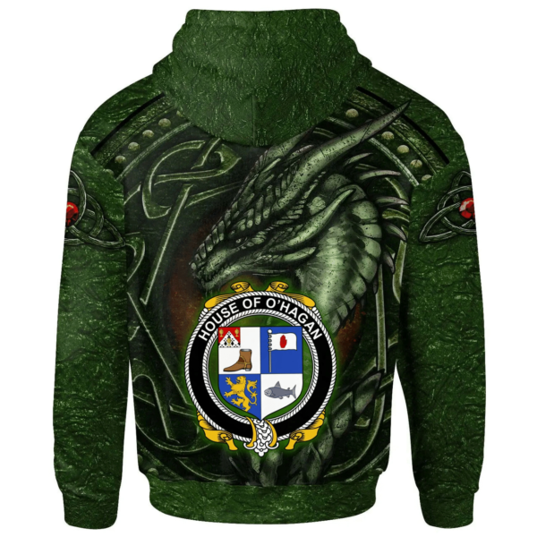 Ireland Hoodie - House of O'HAGAN Irish Family Crest Hoodie - Celtic Green Dragon - Image 2