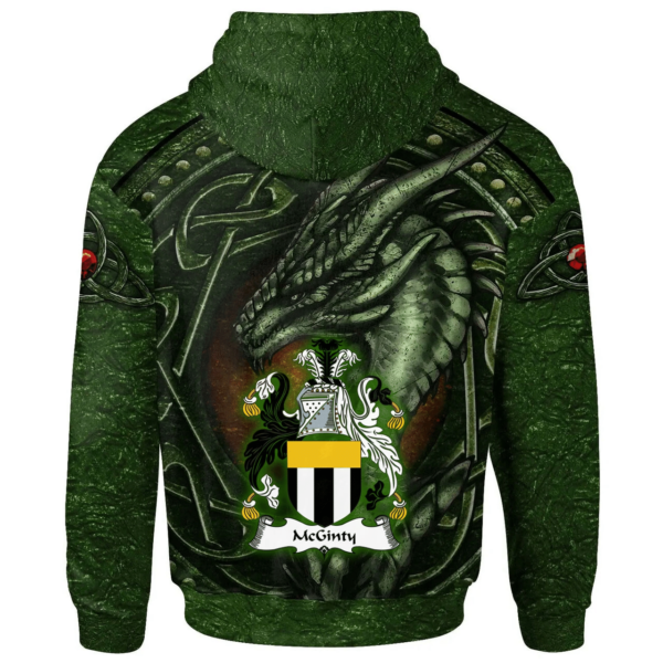 Ireland Hoodie - McGinty Irish Family Crest Hoodie - Celtic Green Dragon - Image 2