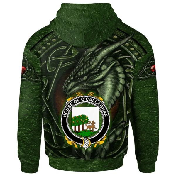 Ireland Hoodie - House of O'CALLAGHAN Irish Family Crest Hoodie - Celtic Green Dragon - Image 2