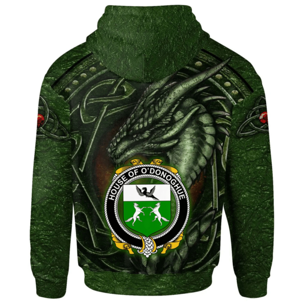 Ireland Hoodie - House of O'DONOGHUE Irish Family Crest Hoodie - Celtic Green Dragon - Image 2