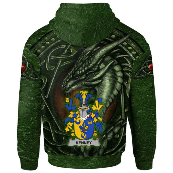 Ireland Hoodie - Kenney or O'Kenny Irish Family Crest Hoodie - Celtic Green Dragon - Image 2