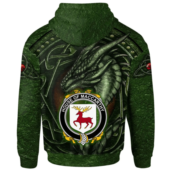 Ireland Hoodie - House of MACCARTHY Irish Family Crest Hoodie - Celtic Green Dragon - Image 2