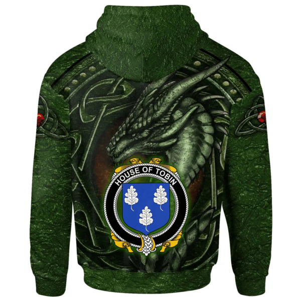 Ireland Hoodie - House of TOBIN Irish Family Crest Hoodie - Celtic Green Dragon - Image 2