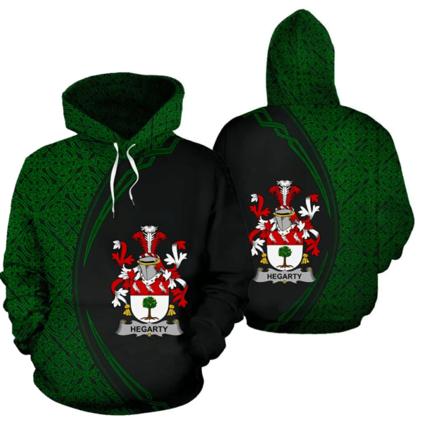 Ireland Hoodie - Hegarty or O'Hagerty Irish Family Crest Hoodie - Celtic Circle Style