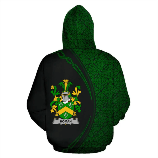 Ireland Hoodie - Homan or Howman Irish Family Crest Hoodie - Celtic Circle Style - Image 3