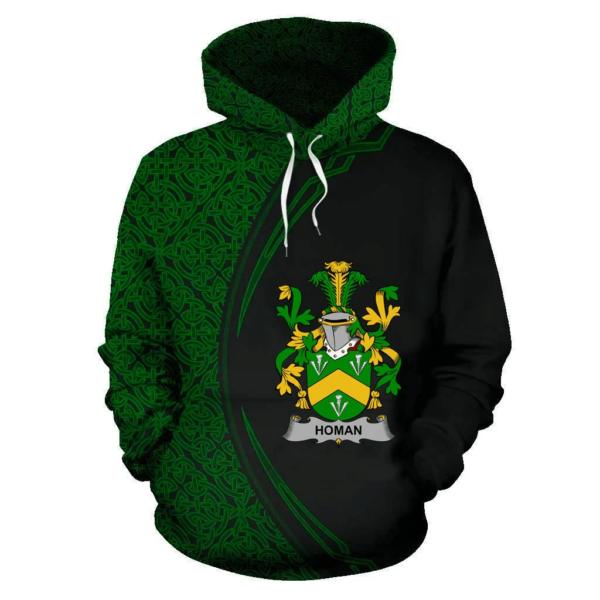 Ireland Hoodie - Homan or Howman Irish Family Crest Hoodie - Celtic Circle Style - Image 2