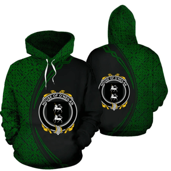 Ireland Hoodie - House of O'NEILAN Irish Family Crest Hoodie - Celtic Circle Style