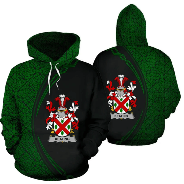 Ireland Hoodie - Keating or O'Keaty Irish Family Crest Hoodie - Celtic Circle Style