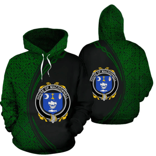 Ireland Hoodie - House of MACDONNELL (Clare and Connacht) Irish Family Crest Hoodie - Celtic Circle Style