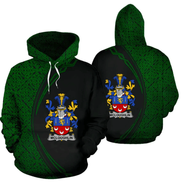 Ireland Hoodie - McLoughlin or Loughlin Irish Family Crest Hoodie - Celtic Circle Style