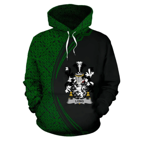 Ireland Hoodie - Long or Longe Irish Family Crest Hoodie - Celtic Circle Style - Image 2