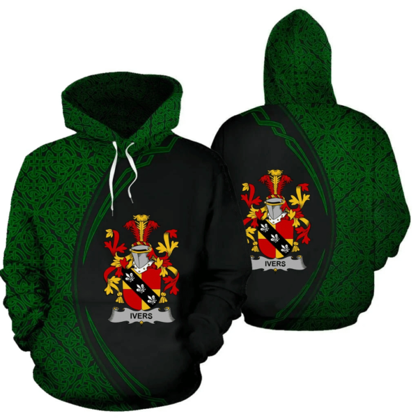 Ireland Hoodie - Ivers Irish Family Crest Hoodie - Celtic Circle Style