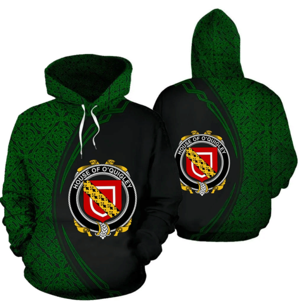 Ireland Hoodie - House of O'QUIGLEY Irish Family Crest Hoodie - Celtic Circle Style