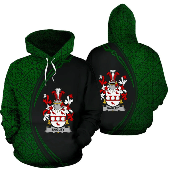 Ireland Hoodie - Bagley or Begley Irish Family Crest Hoodie - Celtic Circle Style