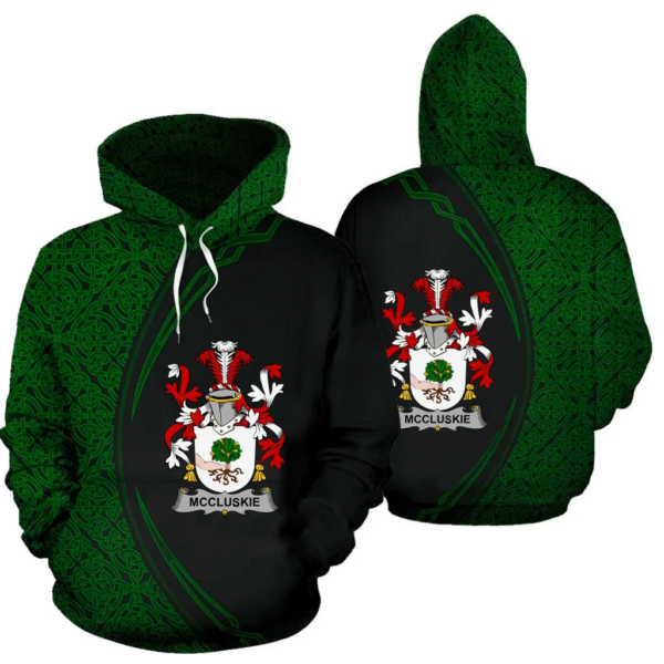 Ireland Hoodie - McCluskie or McCloskie Irish Family Crest Hoodie - Celtic Circle Style