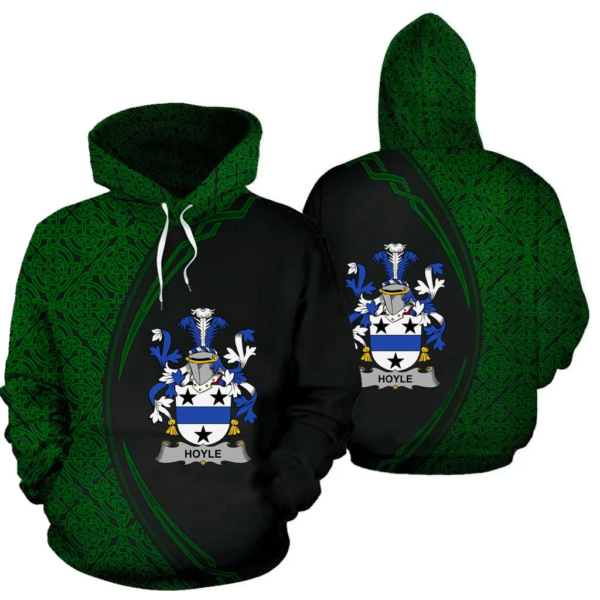 Ireland Hoodie - Hoyle or McIlhoyle Irish Family Crest Hoodie - Celtic Circle Style