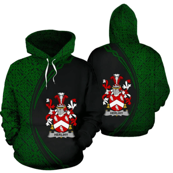 Ireland Hoodie - Herlihy or O'Herlihy Irish Family Crest Hoodie - Celtic Circle Style