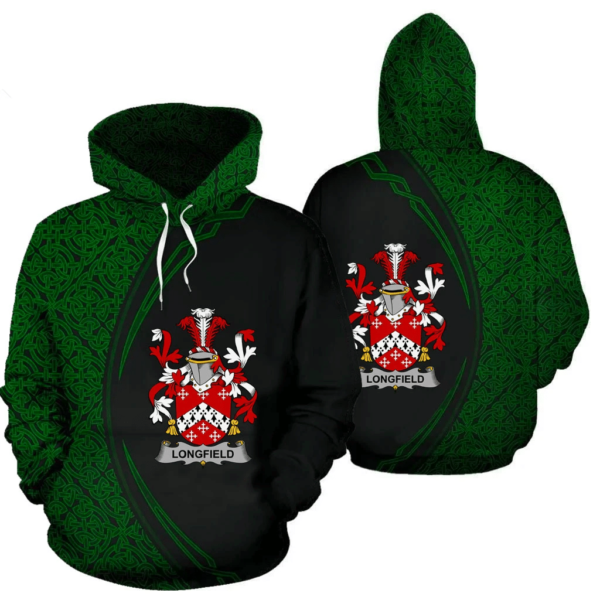 Ireland Hoodie - Longfield Irish Family Crest Hoodie - Celtic Circle Style