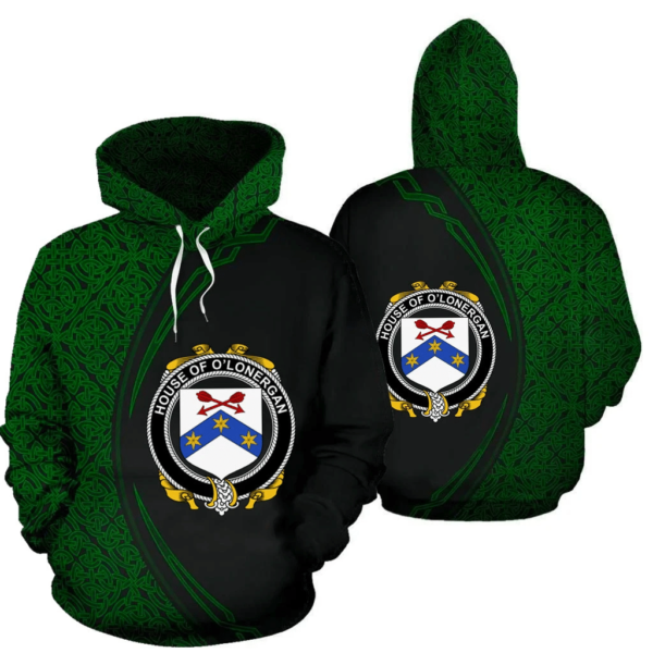 Ireland Hoodie - House of O'LONERGAN Irish Family Crest Hoodie - Celtic Circle Style