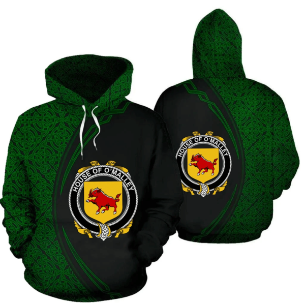 Ireland Hoodie - House of O'MALLEY Irish Family Crest Hoodie - Celtic Circle Style