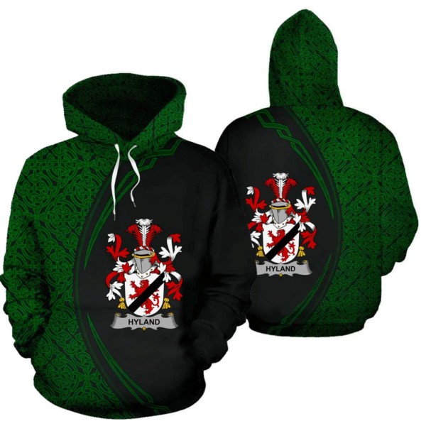 Ireland Hoodie - Hyland or O'Hyland Irish Family Crest Hoodie - Celtic Circle Style