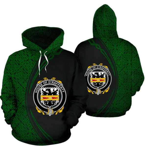 Ireland Hoodie - House of O'RAFFERTY Irish Family Crest Hoodie - Celtic Circle Style