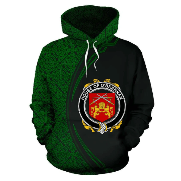 Ireland Hoodie - House of O'BRENNAN (Ossory) Irish Family Crest Hoodie - Celtic Circle Style - Image 2