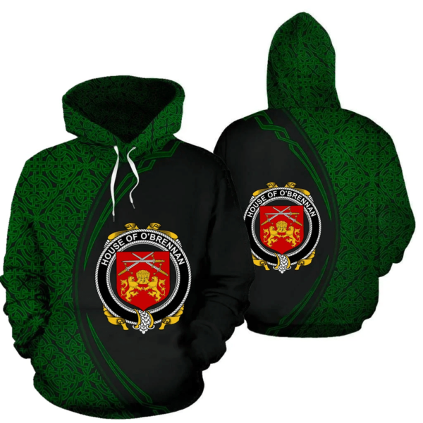 Ireland Hoodie - House of O'BRENNAN (Ossory) Irish Family Crest Hoodie - Celtic Circle Style