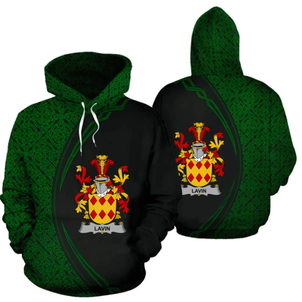 Ireland Hoodie - Lavin or O'Lavin Irish Family Crest Hoodie - Celtic Circle Style