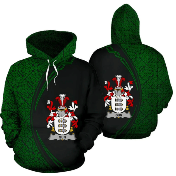 Ireland Hoodie - Gun Irish Family Crest Hoodie - Celtic Circle Style