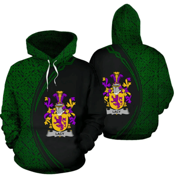 Ireland Hoodie - Lacy or De Lacy Irish Family Crest Hoodie - Celtic Circle Style