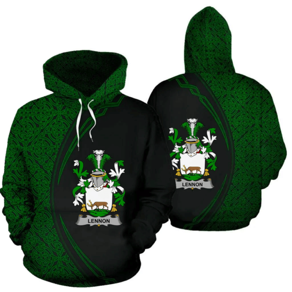 Ireland Hoodie - Lennon or O'Lennon Irish Family Crest Hoodie - Celtic Circle Style