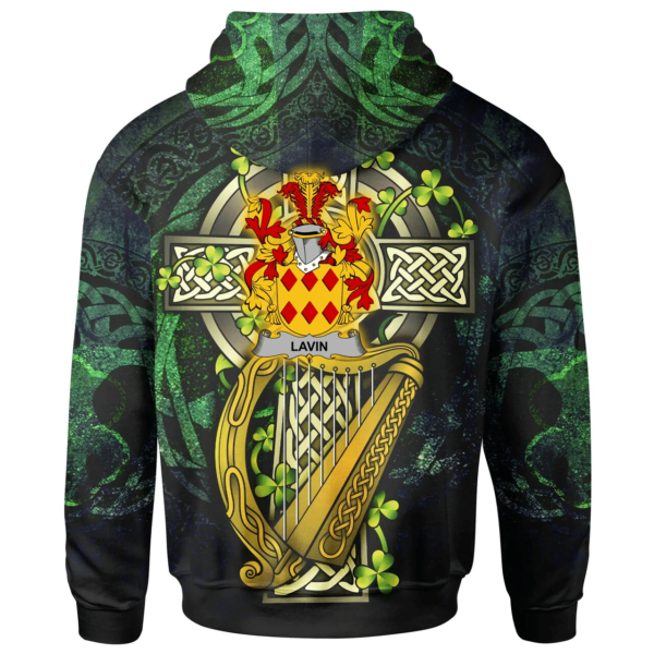 Ireland Hoodie - Lavin or O'Lavin Ireland with Celtic Cross - Image 2