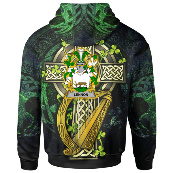 Ireland Hoodie - Lennon or O'Lennon Ireland with Celtic Cross - Image 2