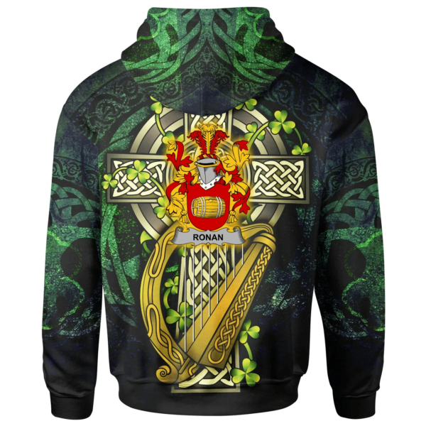 Ireland Hoodie - Ronan or O'Ronan Ireland with Celtic Cross - Image 2