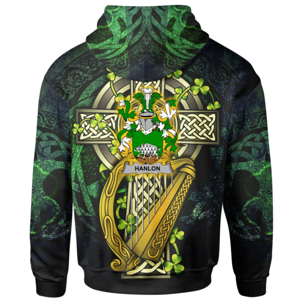 Ireland Hoodie - Hanlon or O'Hanlon Ireland with Celtic Cross - Image 2