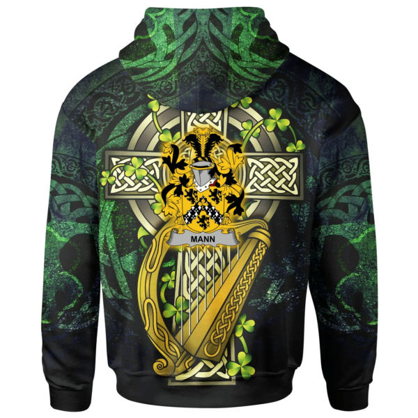 Ireland Hoodie - Mann Ireland with Celtic Cross - Image 2