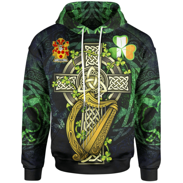 Ireland Hoodie - Gavin or O'Gavan Ireland with Celtic Cross