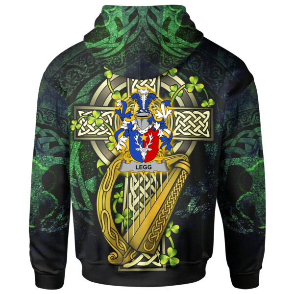 Ireland Hoodie - Legg or Legge Ireland with Celtic Cross - Image 2