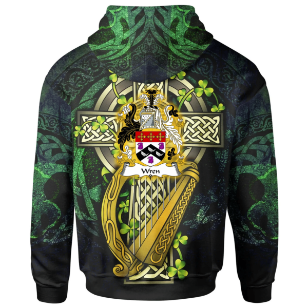 Ireland Hoodie - Wren or Wrenn Ireland with Celtic Cross - Image 2