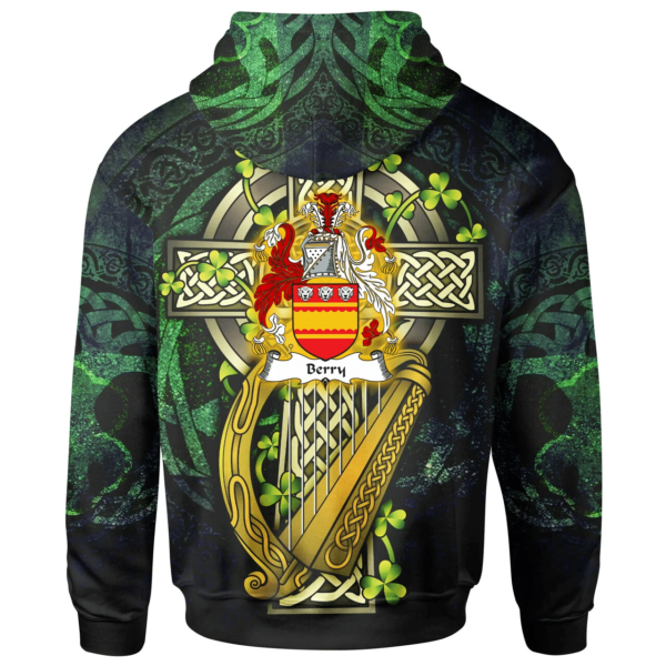 Ireland Hoodie - Berry Ireland with Celtic Cross - Image 2