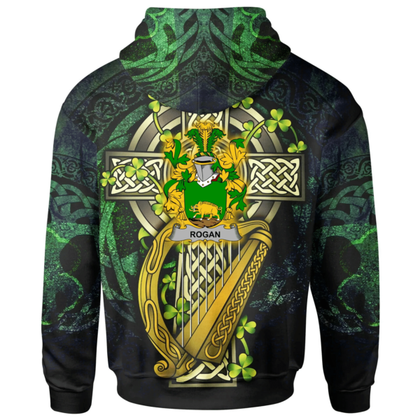 Ireland Hoodie - Rogan or O'Rogan Ireland with Celtic Cross - Image 2