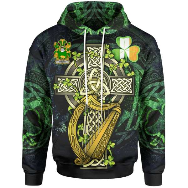 Ireland Hoodie - Rogan or O'Rogan Ireland with Celtic Cross