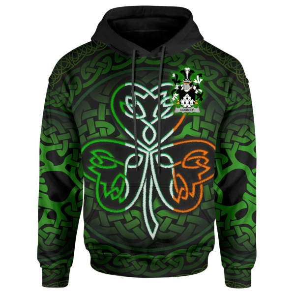 Ireland Hoodie - Looney or O'Lunney Irish Celtic Shamrock