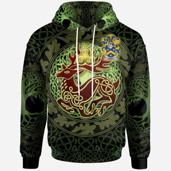 Ireland Hoodie - Lecky or Lackey Irish Family Crest Hoodie - The God of the Forest