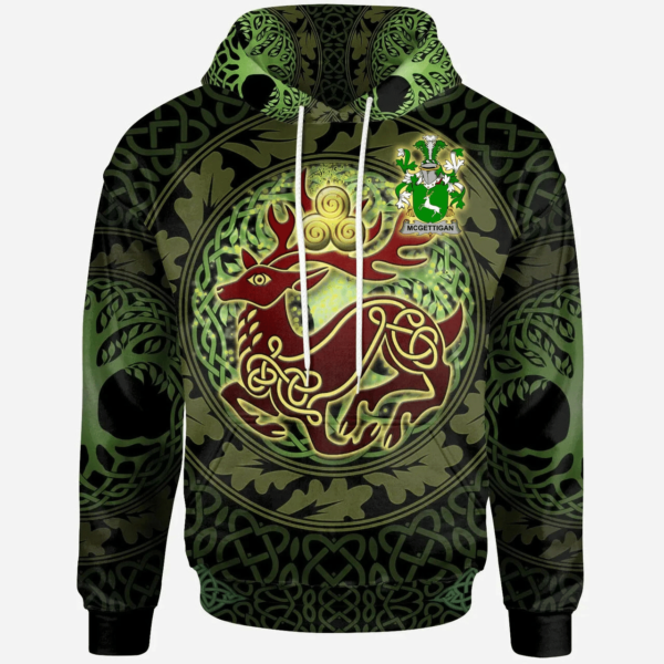 Ireland Hoodie - McGettigan or Gethin Irish Family Crest Hoodie - The God of the Forest