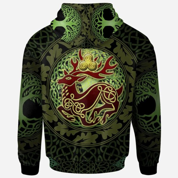 Ireland Hoodie - Udall Irish Family Crest Hoodie - The God of the Forest - Image 2